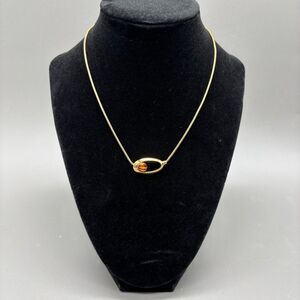 Trifari Necklace Vintage Gold Tone Snake Chain Floating Glass Stone Modernist